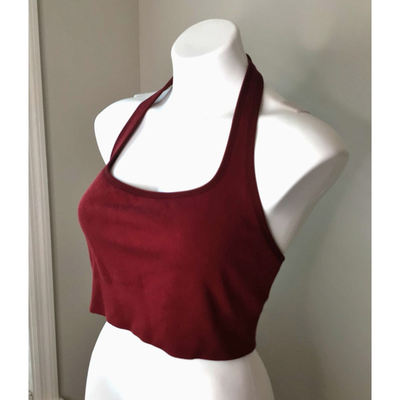 Fabletics Marron/Burgundy Knit Halter Lined Athletic Bra Slize XL - Picture 1 of 6